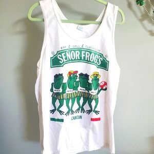 Señor Frog's CANCUN Vintage White Tank Top Carlos'N Charlie's Size XL